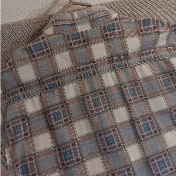 Zeppelin Vintage Jean Shirt Mens XL Gray/Blue Plaid Button Up Casual Y2K - Picture 9 of 12